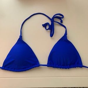 Blue Tie Triangle Bikini Top